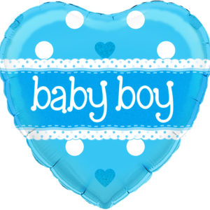 18 Inch Foil Balloon – Baby Boy Heart – Holographic