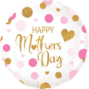 18 Inch Foil Balloon – Pink Confetti – Mother’s Day – Holographic