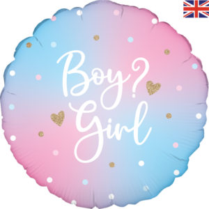 18 Inch Foil Balloon – Gender Reveal Round – Bright Pastel Holographic