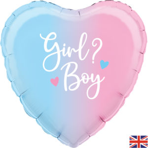 18 Inch Foil Balloon – Gender Reveal Heart – Bright Pastel Holographic