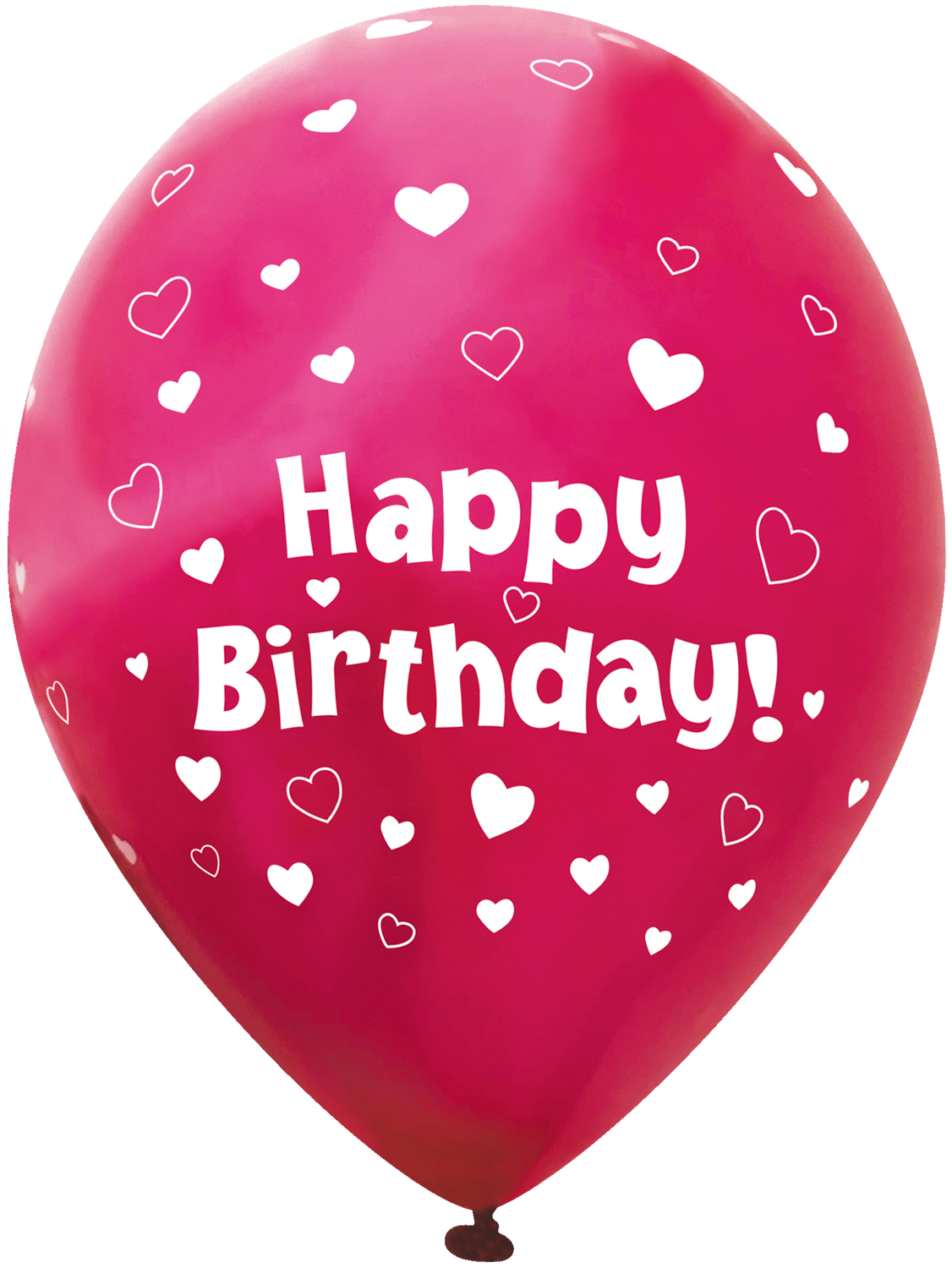 11 Inch Printed Latex Balloons – Happy Birthday Hearts – Fuchsia Pink – Pack of 6